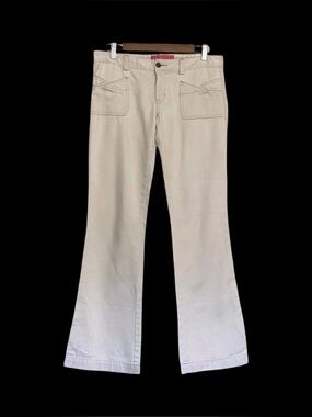 Abercrombie & Fitch Womens 8 Cream Low Rise Flare Vintage Cotton Jeans Y2K